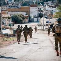 Israeli soldiers are seen during an army raid in the West Bank town of Tubas, November 26, 2025. (Flash90)
