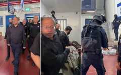 Footage shows Palestinian prisoners in scenes filmed during National Security Minister Itamar Ben Gvir's visit to the Ofer Prison on February 13, 2026. (Screenshots/X)