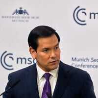 United States Secretary of State Marco Rubio speaks during the Munich Security Conference in Munich, Germany, Feb. 14, 2026. (AP Photo/Michael Probst)