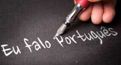 Imagem com o escrito "Eu falo português".