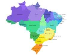 Mapa com os estados do Brasil.