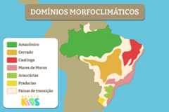 Mapa com os domínios morfoclimáticos do Brasil.