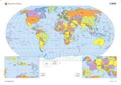 Mapa-múndi (mapa do mundo) produzido pelo IBGE.