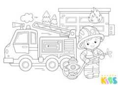 Desenho de um bombeiro para imprimir e pintar