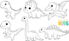 Desenho de dinossauros para imprimir e pintar.