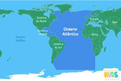 Mapa com a localização do Oceano Atlântico