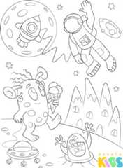 Monstrinhos recebem a visita de um astronauta em seu planeta