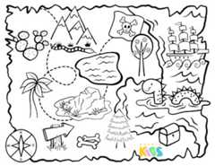 Desenho de um mapa do tesouro para pintar