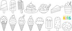 Desenho de picolés e sorvetes para colorir