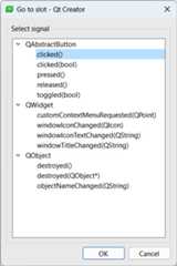 Figure 2.7 – Selecting the clicked() signal and pressing OK