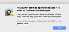 Figure 1.6 – The default “unidentified developer” prompt