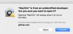 Figure 1.7 – The “unidentified developer” prompt, which you can get by right-clicking and selecting Open