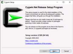 Figure 1.9 – The Cygwin Setup screen on Windows