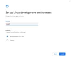 Figure 1.18 – The setup screen for a Linux development environment – it’s fine to go with the recommended settings