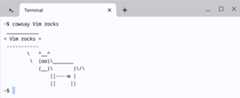 Figure 1.20 – Linux terminal within ChromeOS (a silly cowsay command can be installed by running $ sudo apt install cowsay)