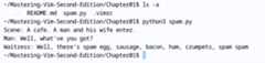 Figure 1.29 – Output of the ls -a and python3 spam.py commands