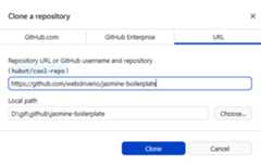 Figure 2.7 – Cloning from the source path to the local destination
