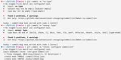Figure 1.9 – commitlint working successfully and preventing commits without a type and with wrong types