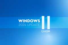 Text reading Windows 11 2024 Update over a blue background