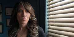 Katey Sagal as Gemma Teller Morrow thinking about how to kill an enemy outside her home in Sons of Anarchy.