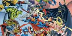 The DC heroes and rhe Marvel heroes collide