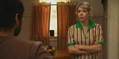 The Waitress (Mary Elizabeth Ellis) is angry with Charlie (Charlie Day) in It's Always Sunny In Philadelphia