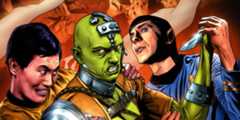 Sulu and Spock grapple with an Orion from Star Trek Mission's End 