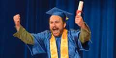 Charlie Day as Charlie Kelly at his Moving Up ceremony in the Abbott Elementary and It's Always Sunny In Philadelphia crossover
