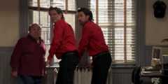 Frank, Dennis, and Mac parodying Seinfeld in the It's Always Sunny in Philadelphia episode 