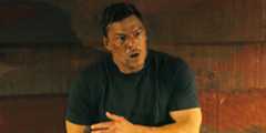 Alan Ritchson looking shocked as Reacher in Reacher season 2 episode 8