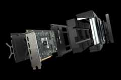A cross section of the AMD Radeon RX 6800 XT graphics card.