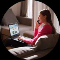 rounded image of girl with laptop