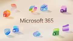 Image showing the logos of various Microsoft 365 apps floating around