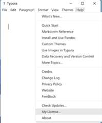 open license panel on Windows / Linux