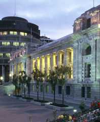 Night view of Parliament buildings