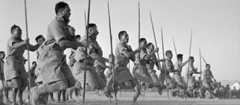 The Māori Battalion performs a haka for the King of Greece in Egypt, 1941