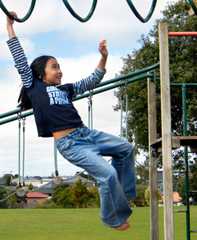 A Kelston Primary School pupil playing, 2007