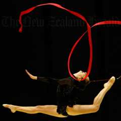 Mereana Rademakers competes in rhythmic gymnastics at the 2010 GymSports New Zealand
