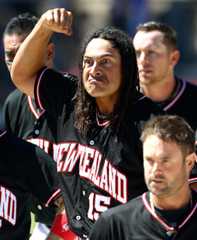 Members of the Black Sox perform the haka during the 2013 World Softball Championships