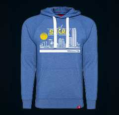 Blue Oklahoma City Spark hoodie with Oklahoma City skyline