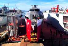 The Fast Attack Craft (FAC) 50 being built for the Qatari Emiri Naval Forces in Turkey. Photo: Dearsan