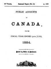 The cover page from Sessional Papers of the Dominion of Canada with the title “Public Accounts of Canada, for the Fiscal Year ended 30th June, 1884.”