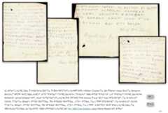 Four individual letters written in pencil in syllabics on sheets of paper. There are lines in syllabics that fill the pages. The authors’ signature in English are under these lines.