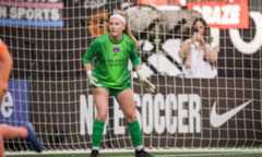 Image of goalkeeper McKinley Crone in net for Orlando.