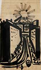 Sholom Shvarts, Canal, 1960s. Ink on paper, 31.5 x 19.5 cm. Collection of Dmitry Shagin
