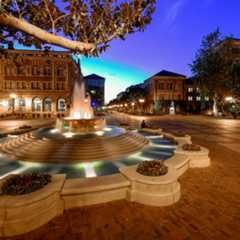 Beauty shot of fountain and Hahn Plaza at USC