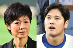 有働由美子(左)とドジャース・大谷翔平