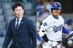 侍ジャパン・井端監督(左)とドジャース・大谷翔平