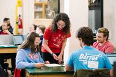 Students collaborating in the lab