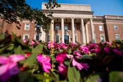 Flowers outside Albert Emanuel Hall